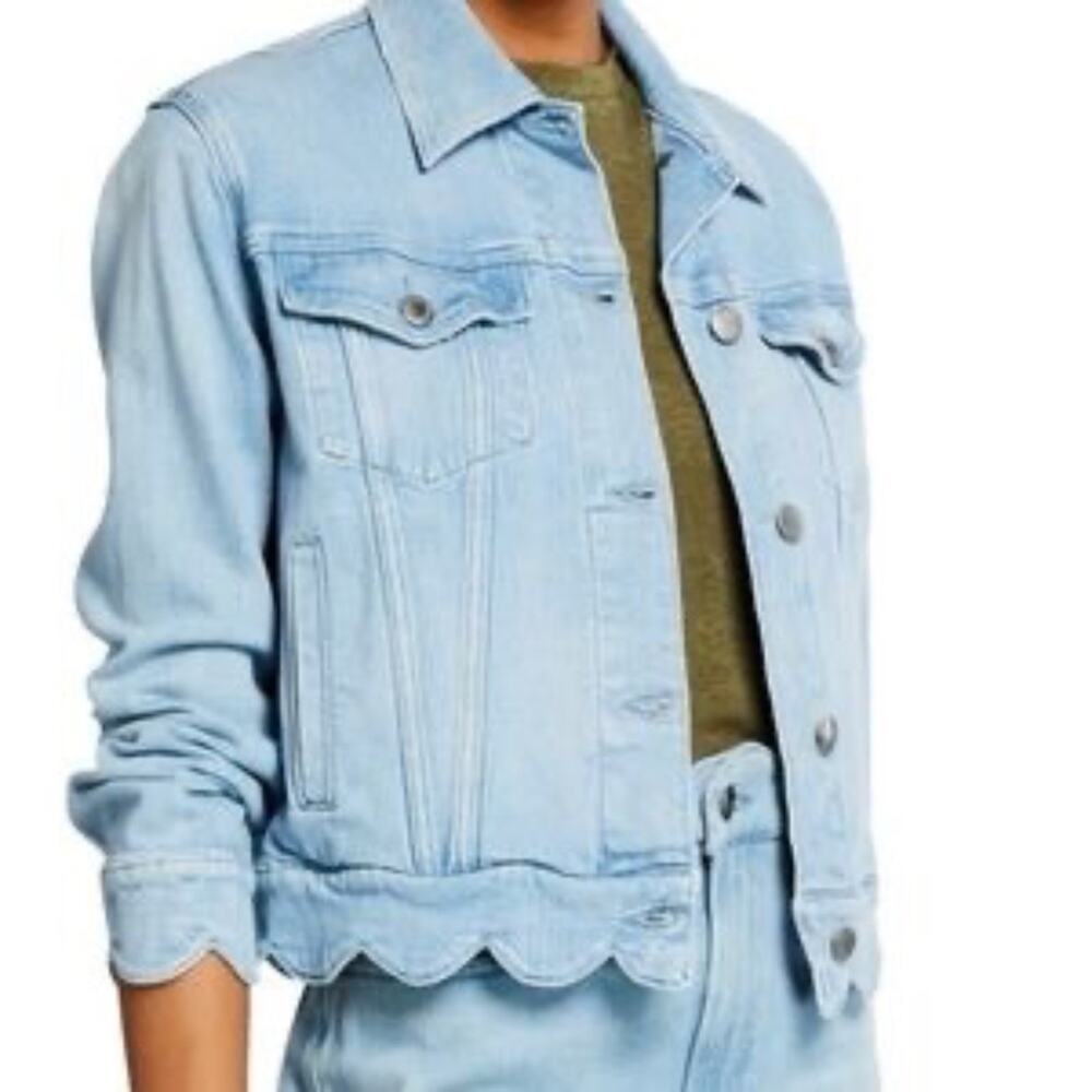 Frame Scalloped Edge Denim Jacket In Willoughby XS